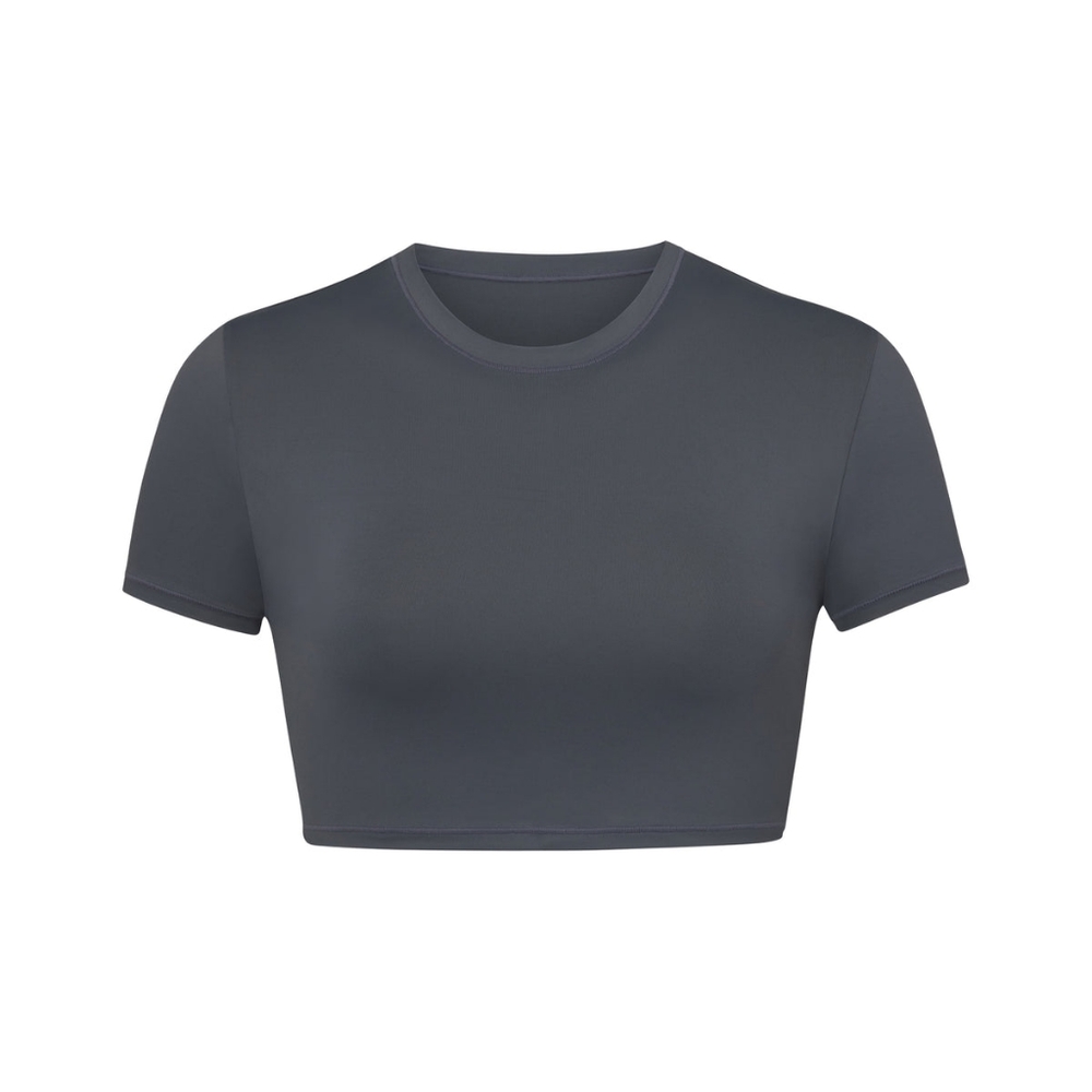 SKIMS Swim T Shirt Crop Bikini Top Gunmetal Tee T-shirt - Picture 3 of 6